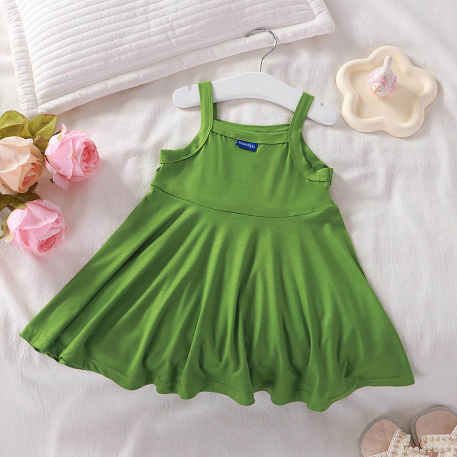 ATOGUTA Beach Dresses for Girls Size 6M-13 Sleeveless Dresses Casual Flared Dresses Summer Outfits Green